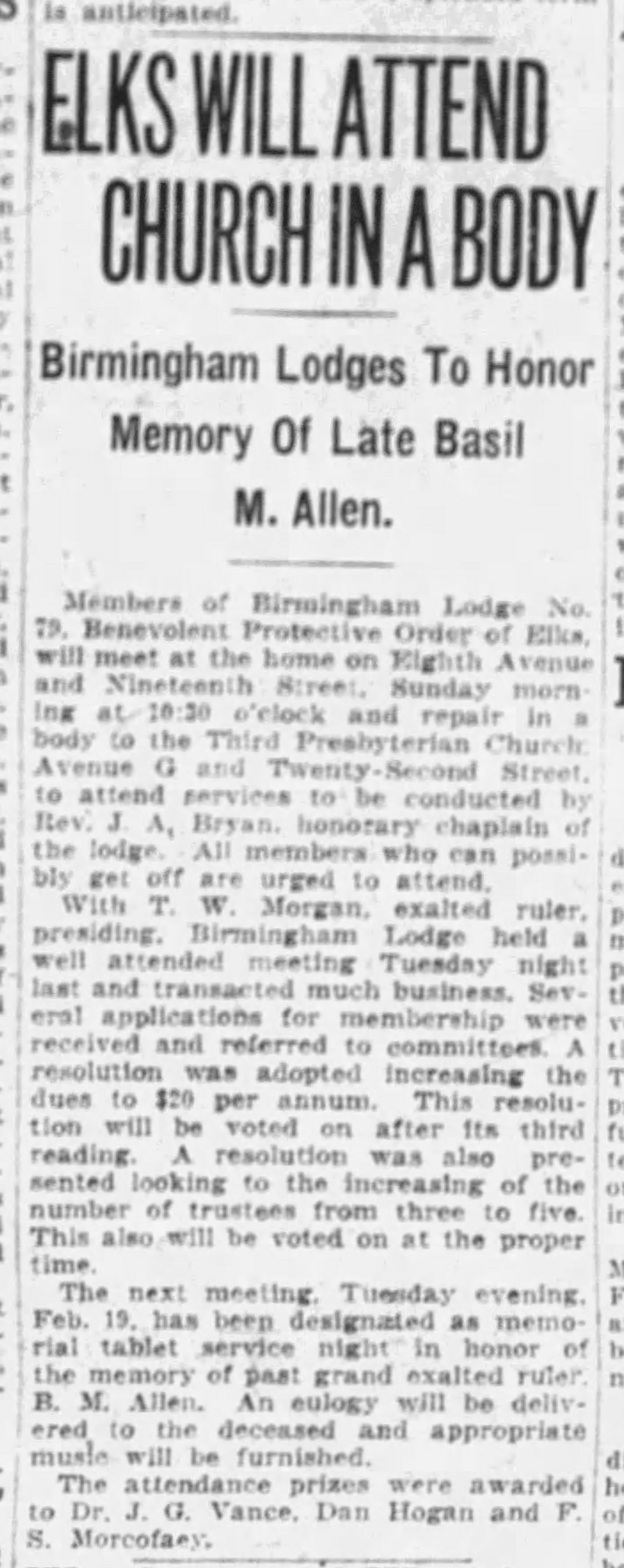 Elks Attend Church in A Body